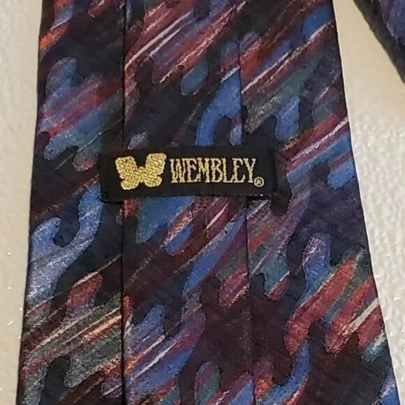 Wembley Abstract Pattern Necktie In Multicolor Blue & Purple - Picture 3 of 3